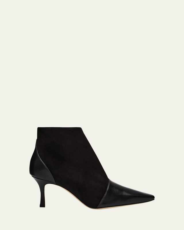 Mixed Leather Kitten Booties